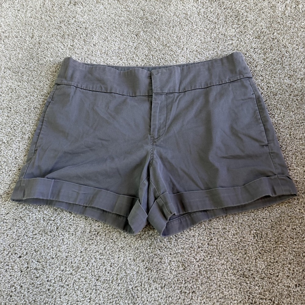 Y2K Old Navy Chino Shorts Womens 14 Gray High Rise Cuffed Twill Summer Casual